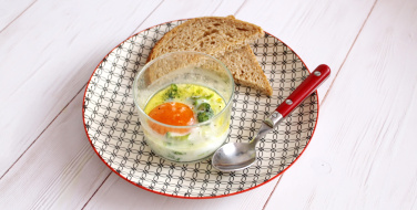 French soft boiled eggs with camelina oil