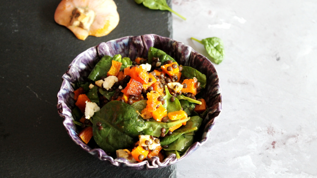 Pumpkin and lentil salad