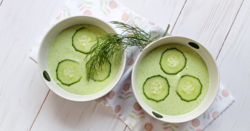 Cold cucumber cream soup with poppy seed oil