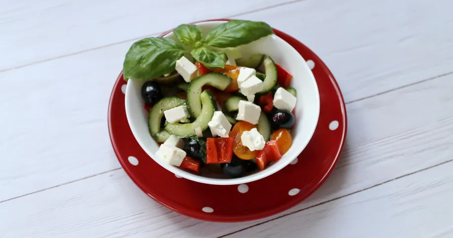 Greek salad with camelina oil